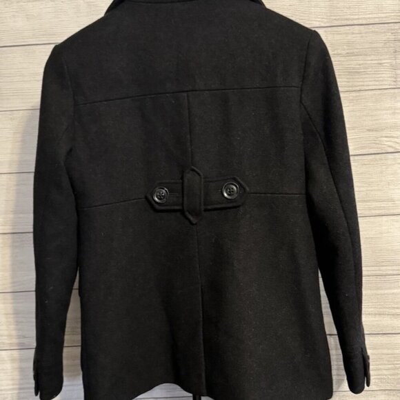 GAP Women’s Pea Coat S Black Wool Blend Double Breasted Holiday 2008 - Picture 6 of 9